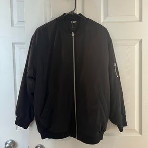 Oversized black bomber jacket